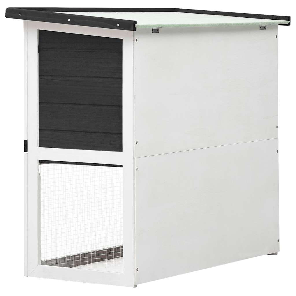 vidaXL Kaninchenstall 1 Tür Grau Holz