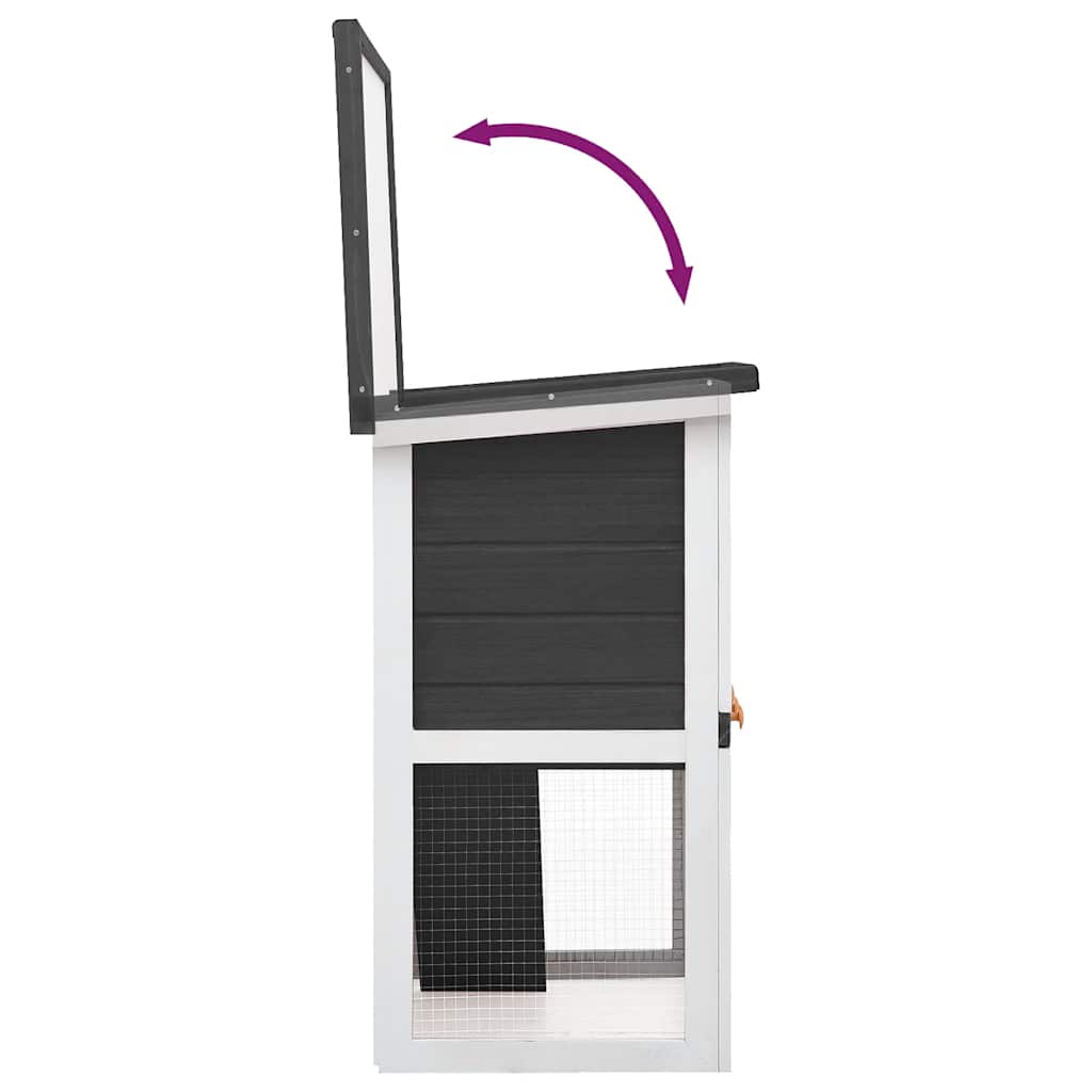 vidaXL Kaninchenstall 1 Tür Grau Holz