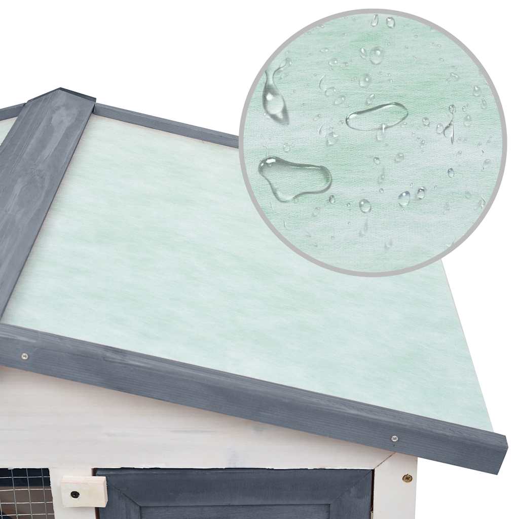 vidaXL Kaninchenstall 3 Türen Grau Holz