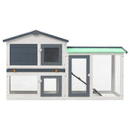 vidaXL Großer Kaninchenstall Grau und Weiß 145x45x84 cm Holz