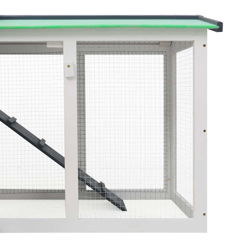 vidaXL Großer Kaninchenstall Grau und Weiß 145x45x84 cm Holz