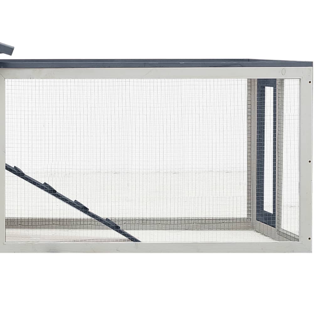 vidaXL Kaninchenstall Grau 310x70x87 cm Kiefer & Tanne Massivholz