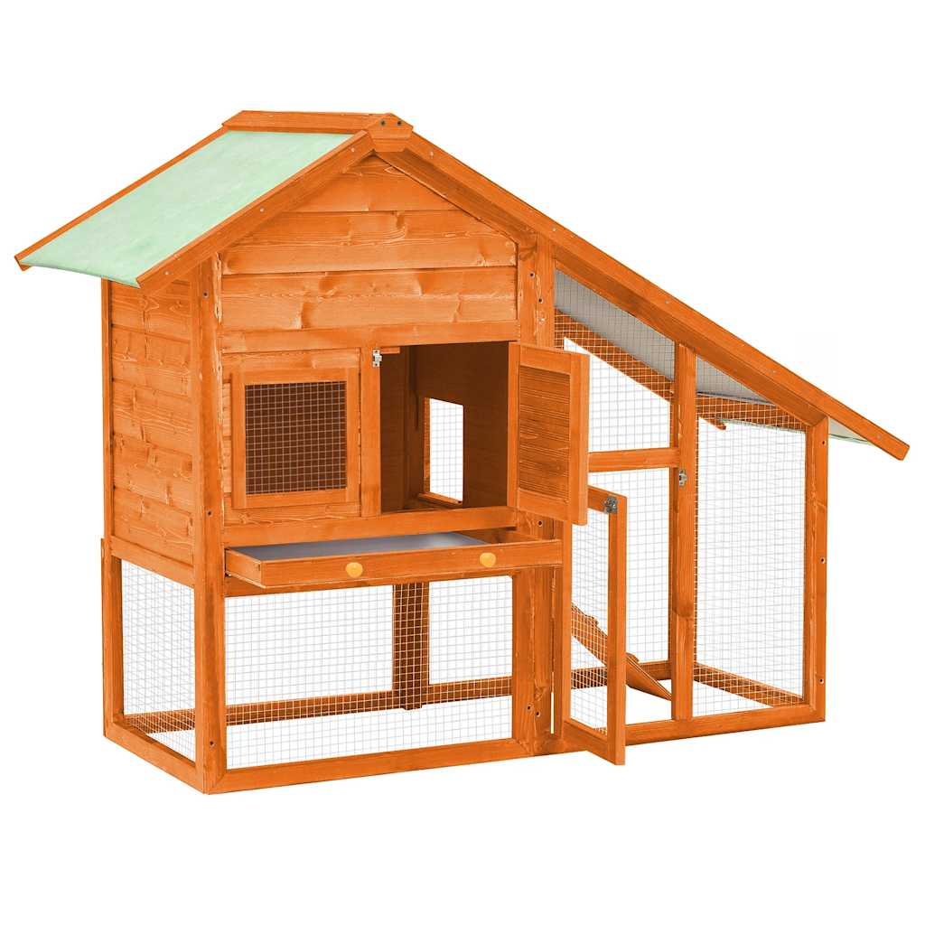 vidaXL Kaninchenstall 140x63x120 cm Tanne Massivholz