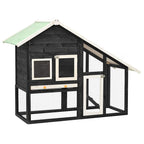 vidaXL Kaninchenstall Grau und Weiß 140x63x120 cm Tanne Massivholz