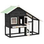vidaXL Kaninchenstall Grau und Weiß 140x63x120 cm Tanne Massivholz