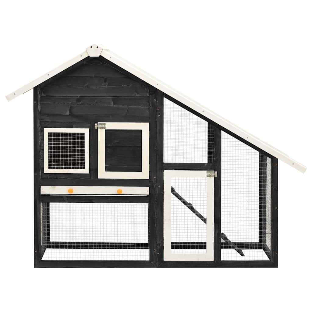 vidaXL Kaninchenstall Grau und Weiß 140x63x120 cm Tanne Massivholz