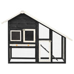 vidaXL Kaninchenstall Grau und Weiß 140x63x120 cm Tanne Massivholz