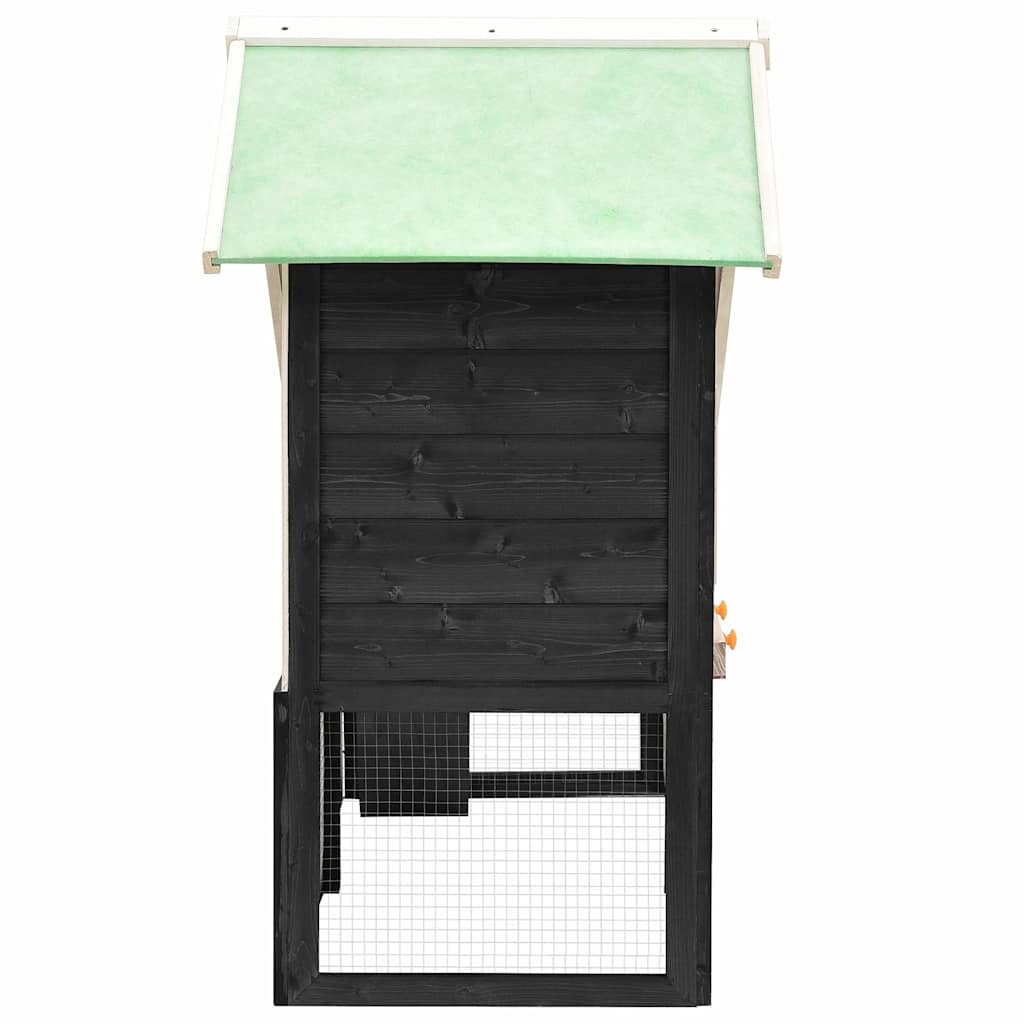 vidaXL Kaninchenstall Grau und Weiß 140x63x120 cm Tanne Massivholz