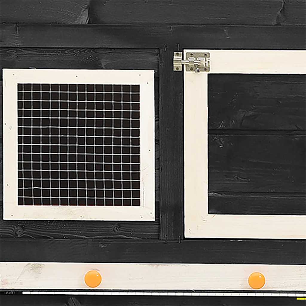 vidaXL Kaninchenstall Grau und Weiß 140x63x120 cm Tanne Massivholz