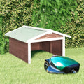 vidaXL Roboter-Rasenmäher Garage 72x87x50 cm Mocca Weiß Tannenholz