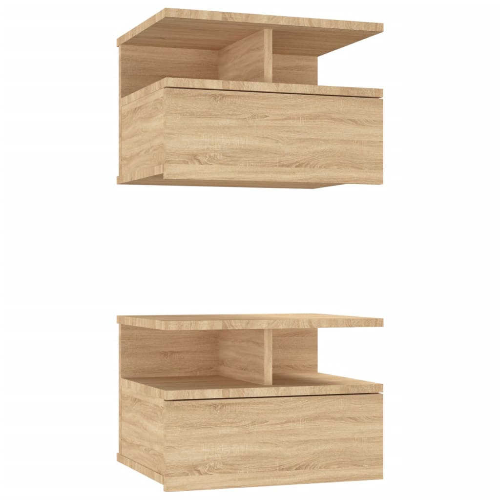 vidaXL Nachttische 2Stk. Hängend Sonoma-Eiche 40x31x27cm Holzwerkstoff