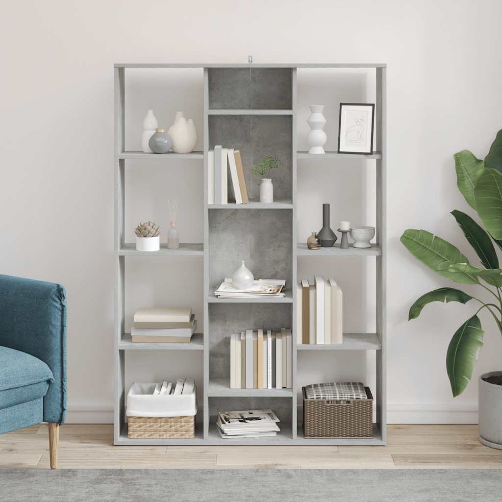 vidaXL Raumteiler/Bücherregal Betongrau 100x24x140 cm Holzwerkstoff