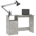 vidaXL Schreibtisch mit Schubladen Betongrau 110×50×76cm Holzwerkstoff