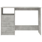 vidaXL Schreibtisch mit Schubladen Betongrau 110×50×76cm Holzwerkstoff