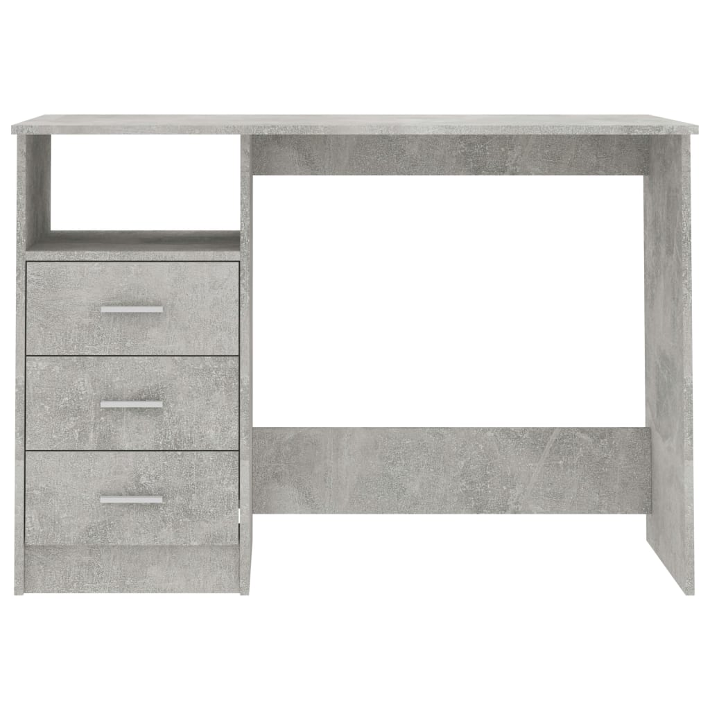 vidaXL Schreibtisch mit Schubladen Betongrau 110×50×76cm Holzwerkstoff