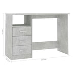 vidaXL Schreibtisch mit Schubladen Betongrau 110×50×76cm Holzwerkstoff