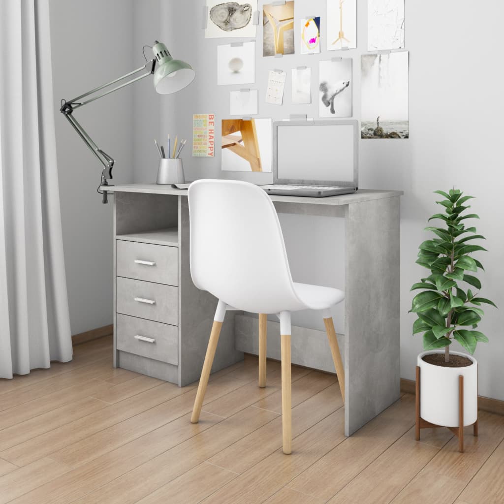 vidaXL Schreibtisch mit Schubladen Betongrau 110×50×76cm Holzwerkstoff