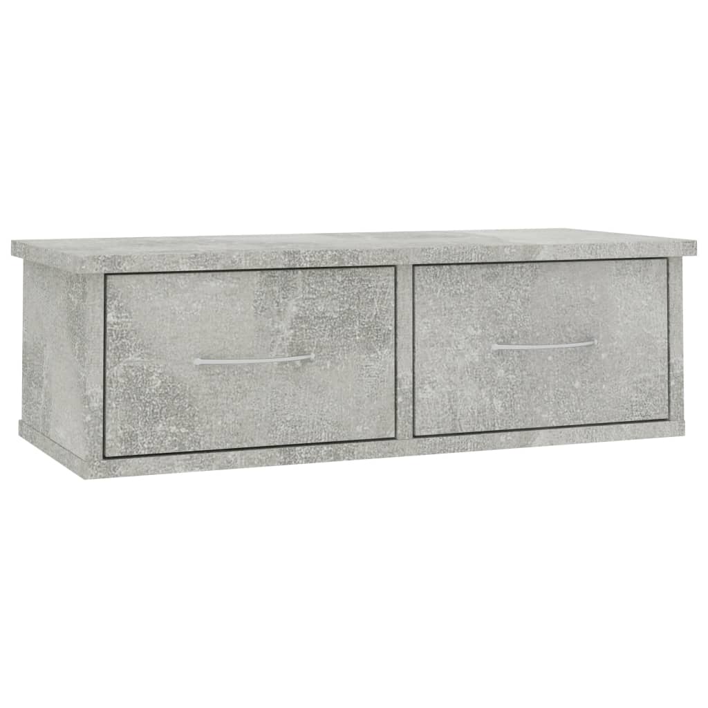 vidaXL Wand-Schubladenregal Betongrau 60x26x18,5 cm Holzwerkstoff
