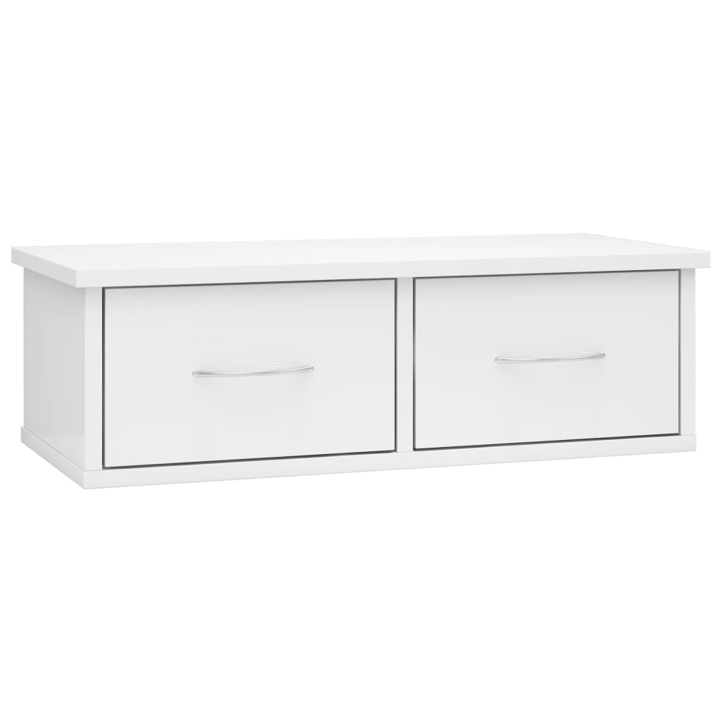 vidaXL Wand-Schubladenregal Hochglanz-Weiß 60x26x18,5 cm Holzwerkstoff