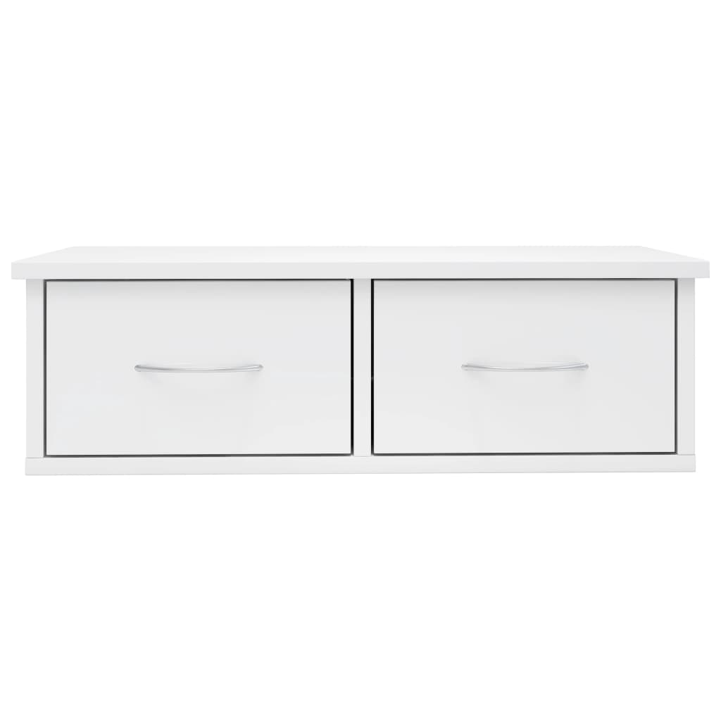 vidaXL Wand-Schubladenregal Hochglanz-Weiß 60x26x18,5 cm Holzwerkstoff