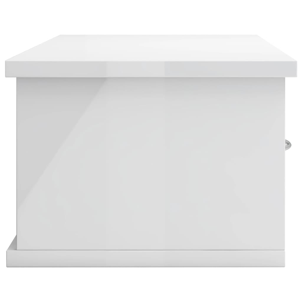 vidaXL Wand-Schubladenregal Hochglanz-Weiß 60x26x18,5 cm Holzwerkstoff