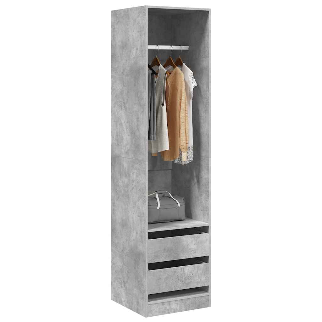 vidaXL Kleiderschrank Schubladen Betongrau 50x50x200cm Holzwerkstoff