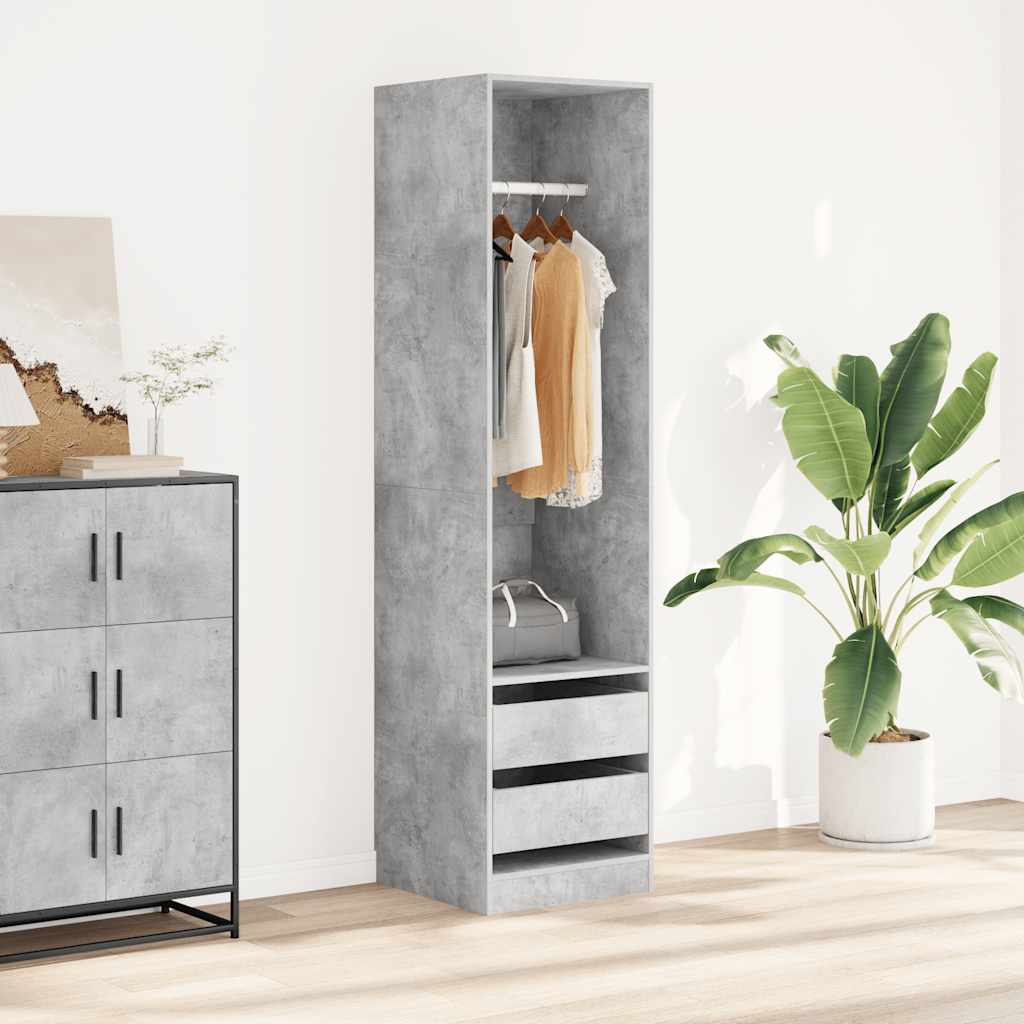 vidaXL Kleiderschrank Schubladen Betongrau 50x50x200cm Holzwerkstoff
