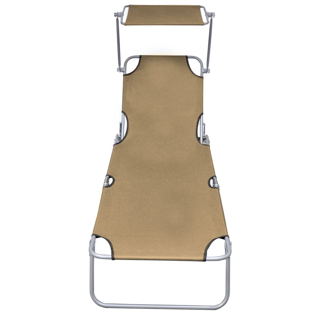 vidaXL Klappliege mit Sonnenschutz Taupe Aluminium