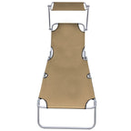 vidaXL Klappliege mit Sonnenschutz Taupe Aluminium