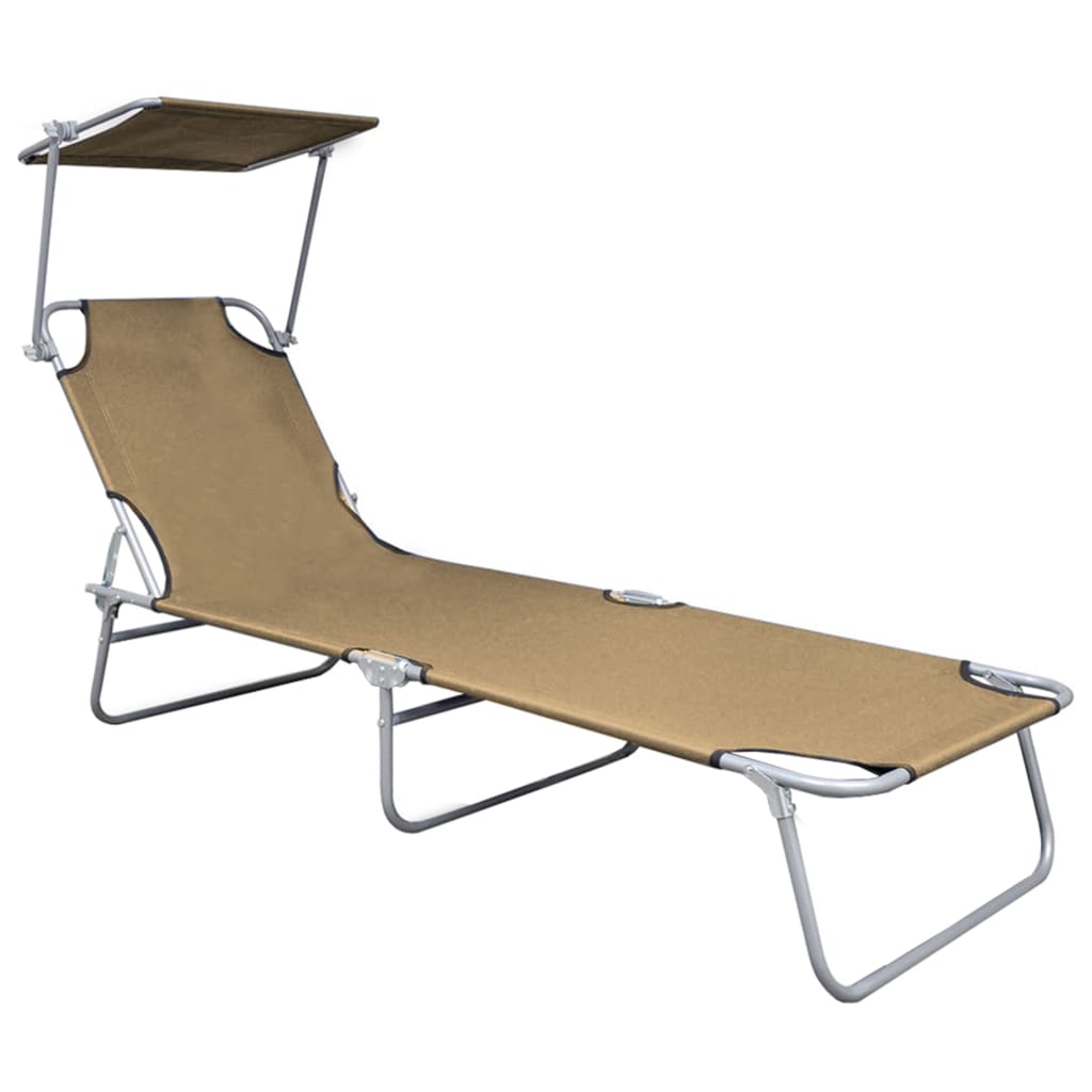 vidaXL Klappliege mit Sonnenschutz Taupe Aluminium