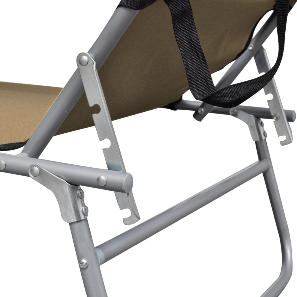 vidaXL Klappliege mit Sonnenschutz Taupe Aluminium