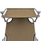 vidaXL Klappliege mit Sonnenschutz Taupe Aluminium