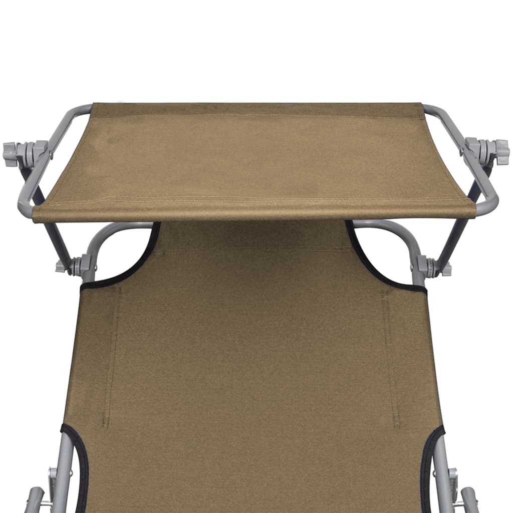 vidaXL Klappliege mit Sonnenschutz Taupe Aluminium