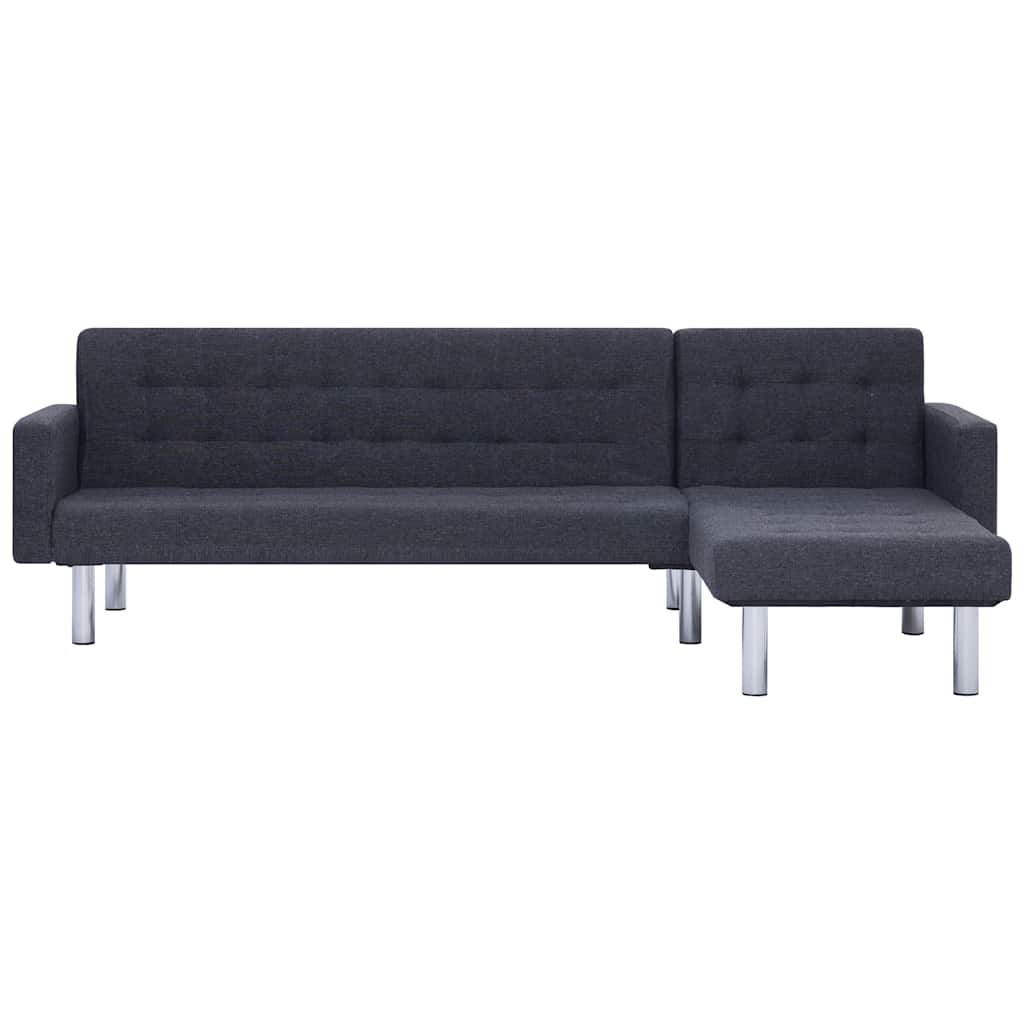 vidaXL Schlafsofa in L-Form Dunkelgrau Polyester
