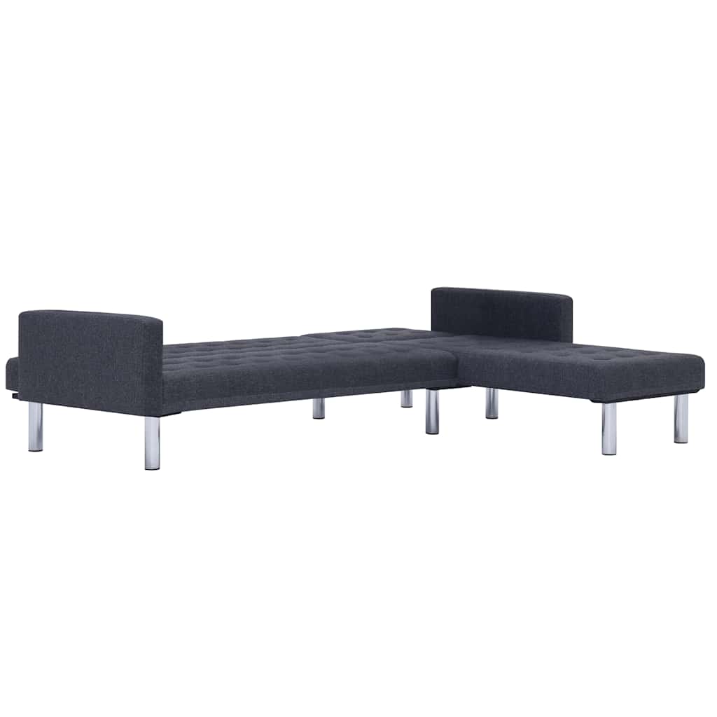 vidaXL Schlafsofa in L-Form Dunkelgrau Polyester