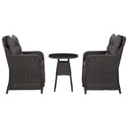 vidaXL Gartenstühle 2 Stk. mit Teetisch Poly Rattan Schwarz