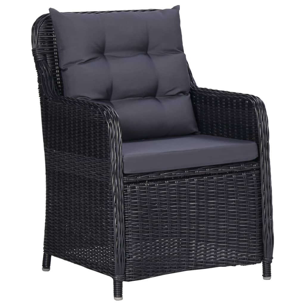 vidaXL Gartenstühle 2 Stk. mit Teetisch Poly Rattan Schwarz