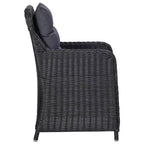 vidaXL Gartenstühle 2 Stk. mit Teetisch Poly Rattan Schwarz