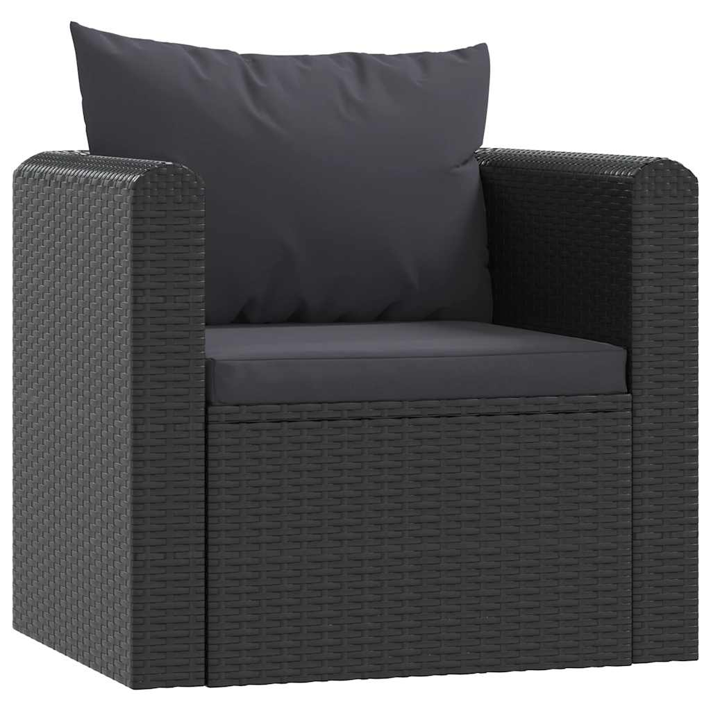 vidaXL Sessel mit Auflagen Poly Rattan Schwarz