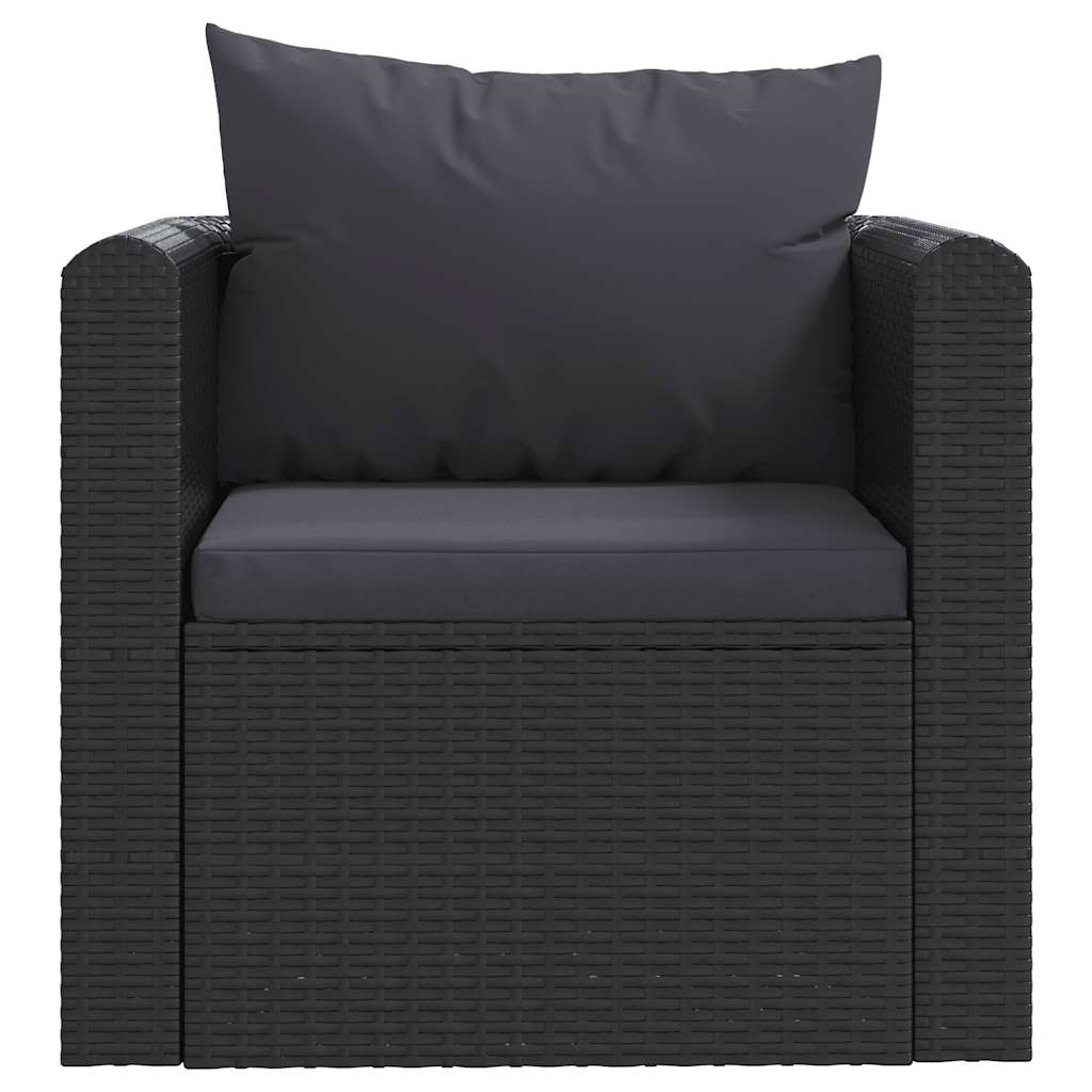 vidaXL Sessel mit Auflagen Poly Rattan Schwarz