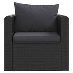 vidaXL Sessel mit Auflagen Poly Rattan Schwarz
