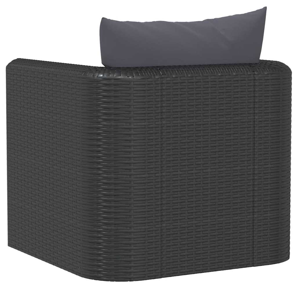 vidaXL Sessel mit Auflagen Poly Rattan Schwarz