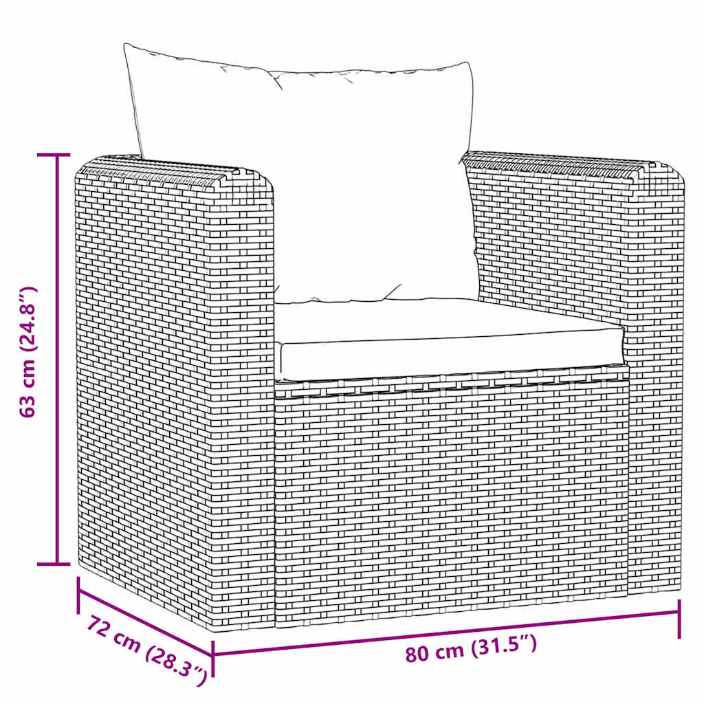 vidaXL Sessel mit Auflagen Poly Rattan Schwarz