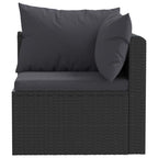 vidaXL 3-tlg. Garten-Sofagarnitur mit Auflagen Poly Rattan Schwarz