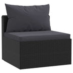 vidaXL 3-tlg. Garten-Sofagarnitur mit Auflagen Poly Rattan Schwarz
