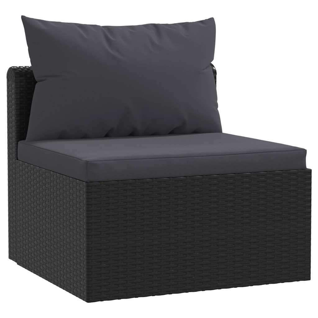 vidaXL 3-tlg. Garten-Sofagarnitur mit Auflagen Poly Rattan Schwarz