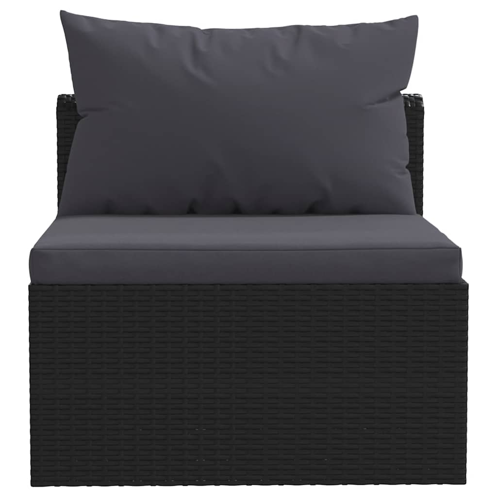 vidaXL 3-tlg. Garten-Sofagarnitur mit Auflagen Poly Rattan Schwarz