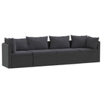 vidaXL 4-tlg. Garten-Sofagarnitur mit Auflagen Poly Rattan Schwarz