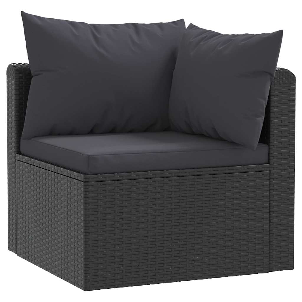 vidaXL 4-tlg. Garten-Sofagarnitur mit Auflagen Poly Rattan Schwarz