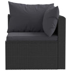 vidaXL 4-tlg. Garten-Sofagarnitur mit Auflagen Poly Rattan Schwarz